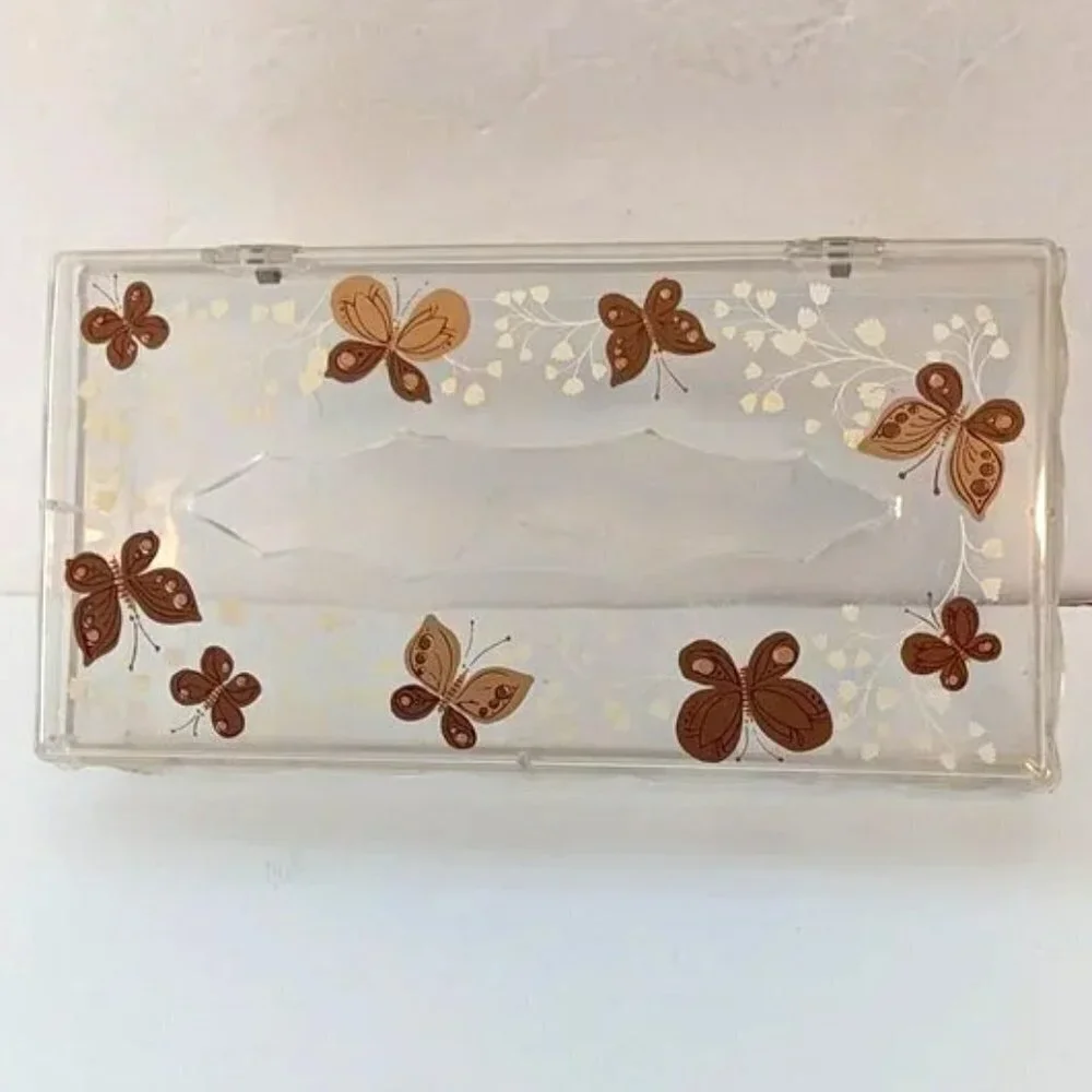 Vintage MCM Wolff Butterflies Tissue Box Holder Cover Lucite Acrylic‎ Plastic